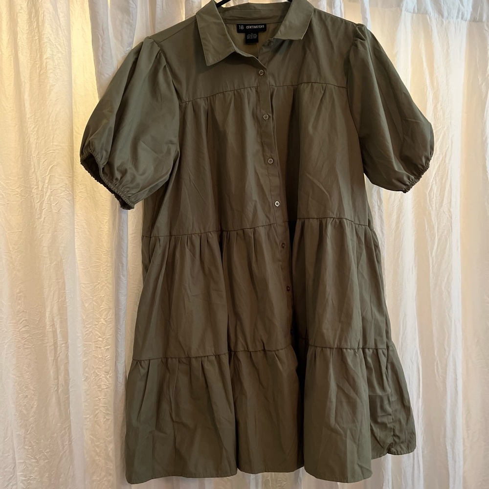 💚2 for 15💚Green button down babydoll dress